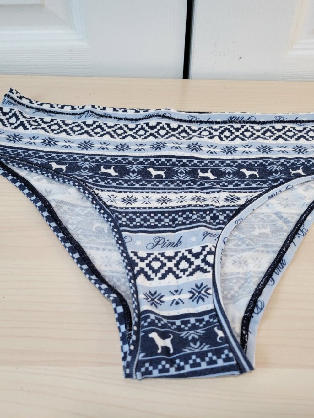 PINK VICTORIA'S SECRET Stretch Cotton Cheeky Fair Isle Winter Panty sz XL NWOT